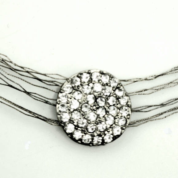 🔴 Silver Thread Rhinestone Demi-parure - Picture 6 of 16